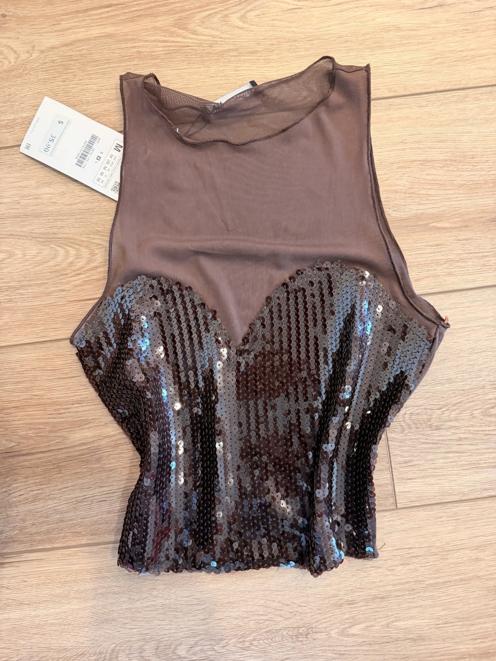 ZARA mesh and sequins top